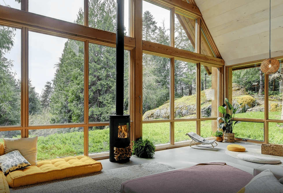 Living room inside the main home.